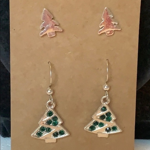 💐5./5 2 Christmas tree earring stud dangle - Picture 2 of 8